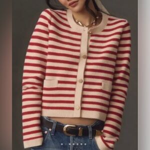 Anthropologie x NVLT Red Striped Cardigan